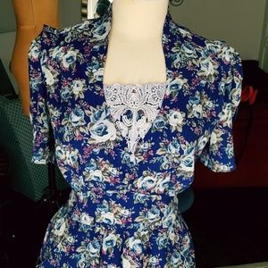 Vintage Karin Stevens Floral Empire Waist Midi Dress